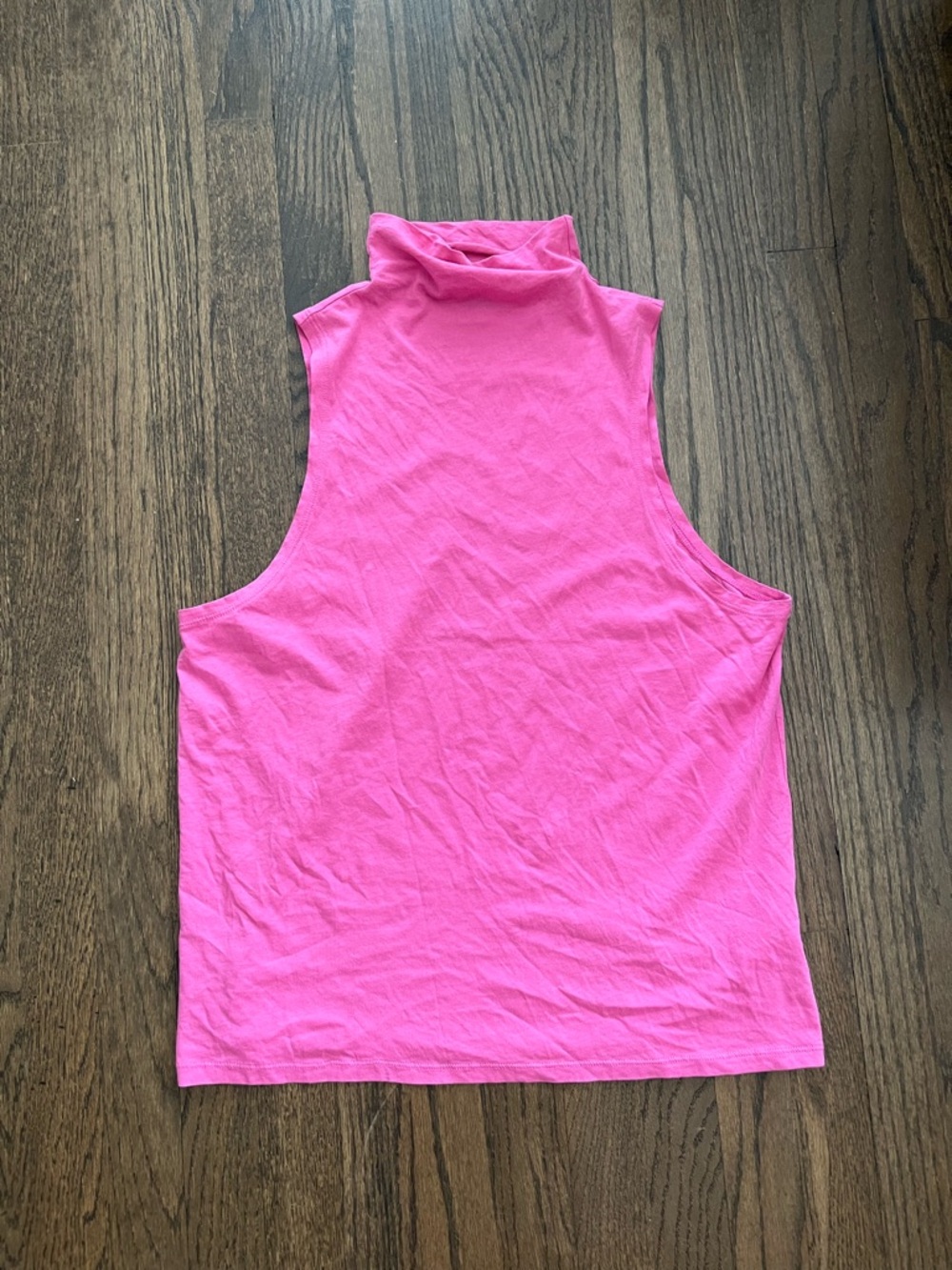 J. Crew Sleeveless Mock Neck Tank 100% Cotton - Bright Pink (NwoT)